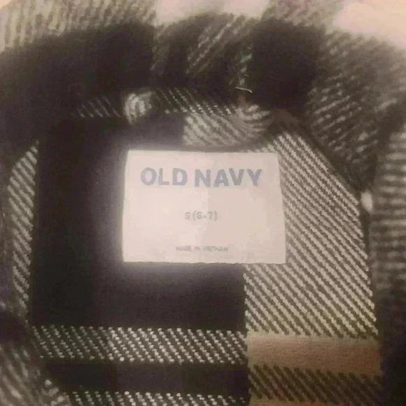 Old Navy Kids Size SMALL 6/7 Black White Buffalo Plaid Jacket - Picture 5 of 7